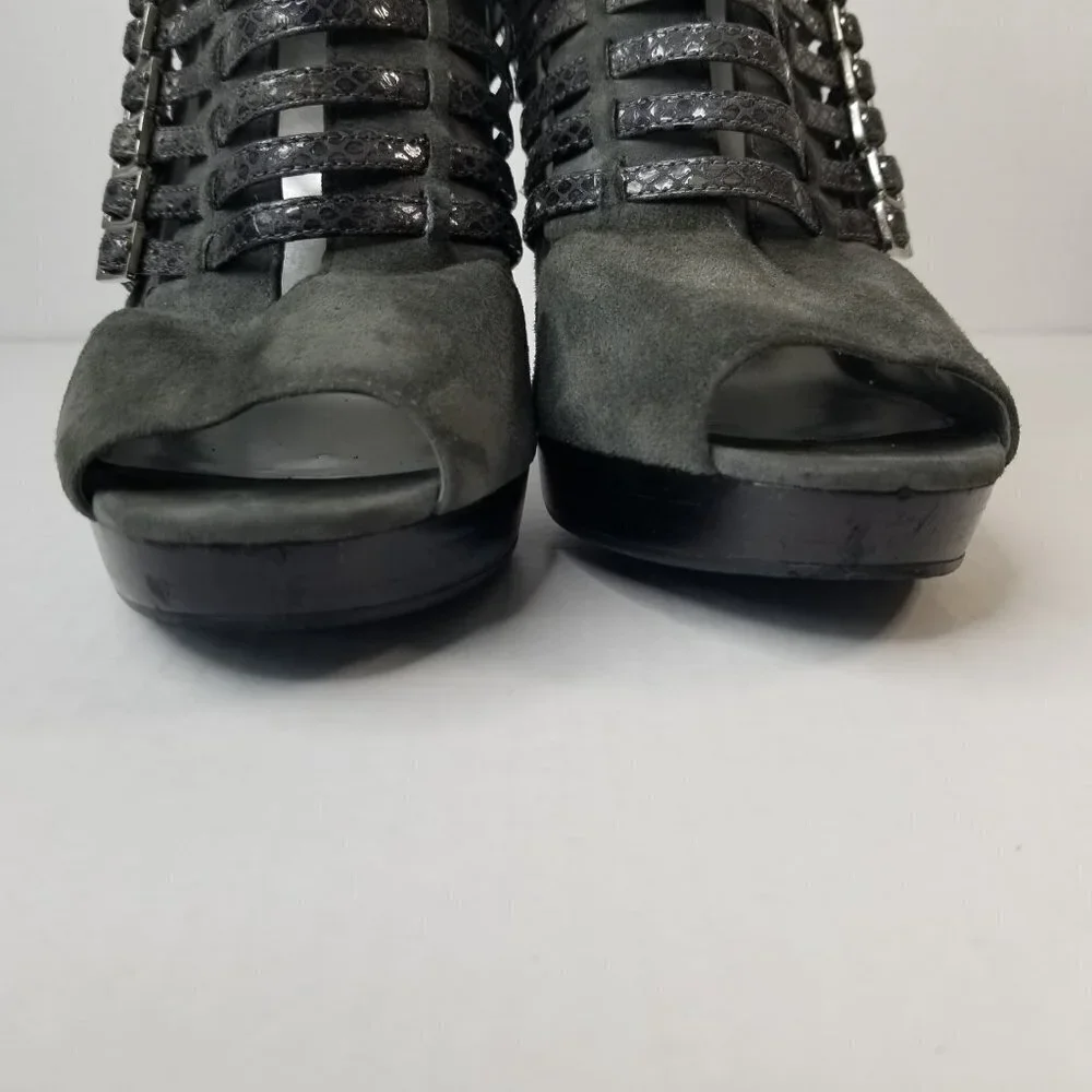 Calvin Klein Danica Platform Stiletto Heels Pumps Grey Suede Date Night Sz 9.5 - Picture 7 of 16